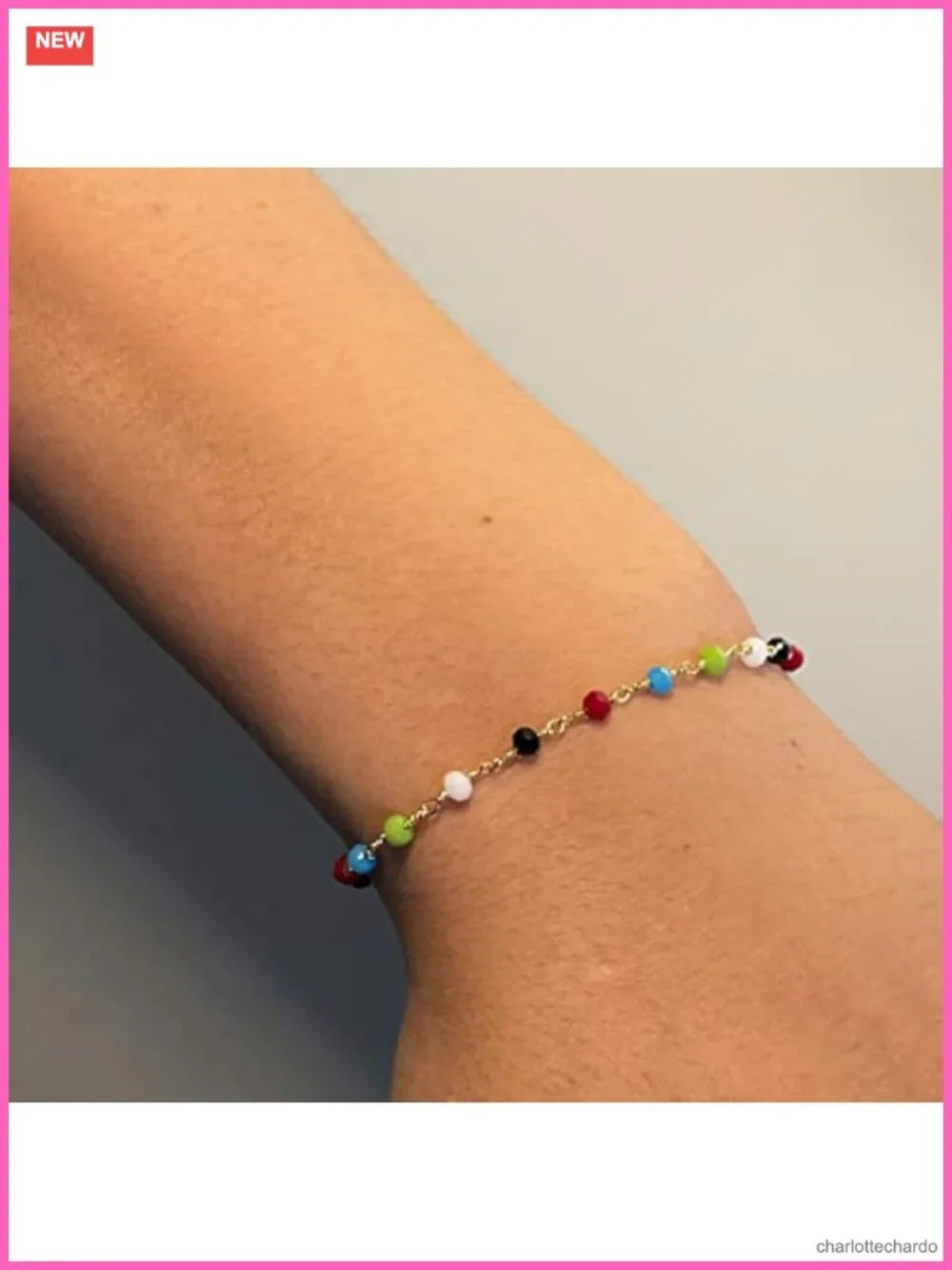 Dainty 18K Gold Plated Chain Bracelet Layered Crystal Charm Stackable